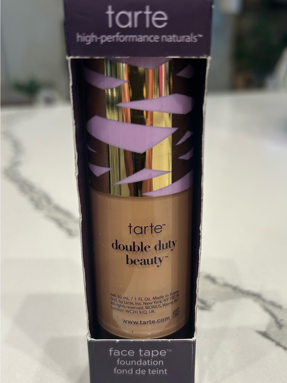 tarte Double Duty Beauty Face Tape Foundation — Purple Accents, Beige Bottle